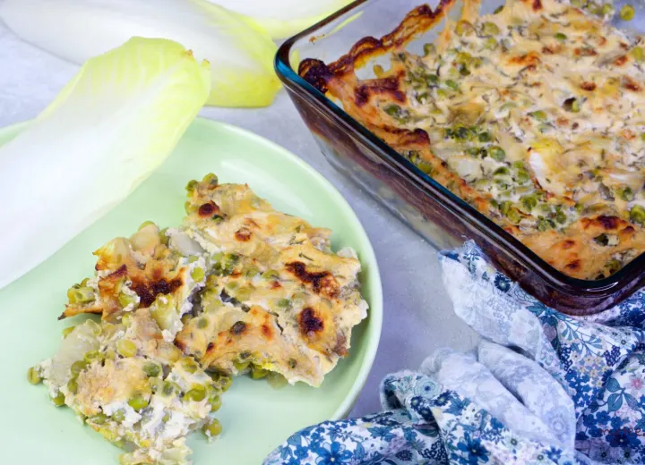 Gratin d'endives aux petits pois